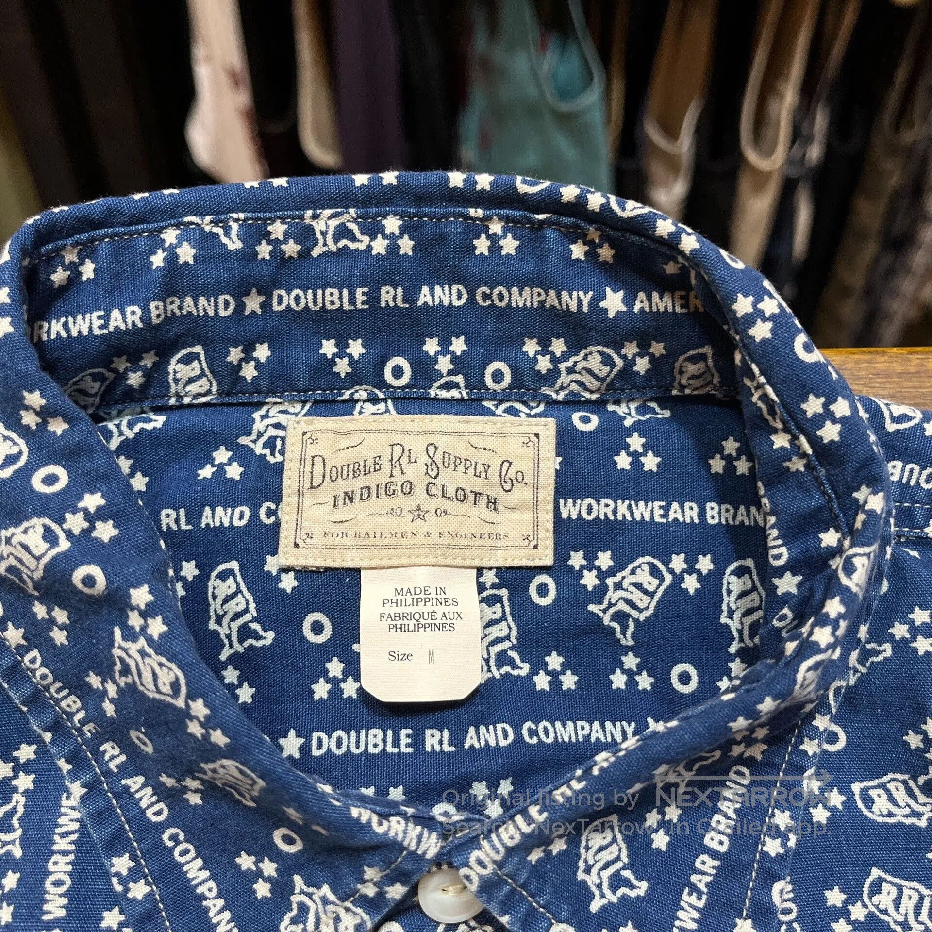 RRL Ralph Lauren RRL Blue Printed Logo Shirt. Size US M / EU 48-50 / 2 - 3 Thumbnail