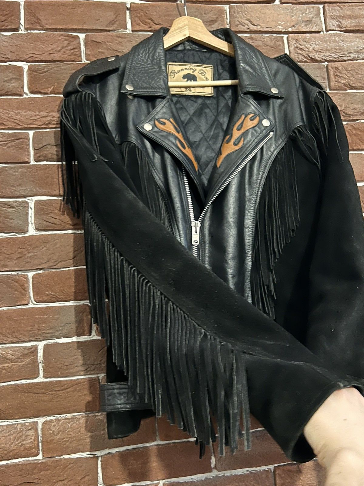 Vintage vintage biker leather suede fringe jacket flames rare 3XL Size US XXL / EU 58 / 5 - 4 Thumbnail