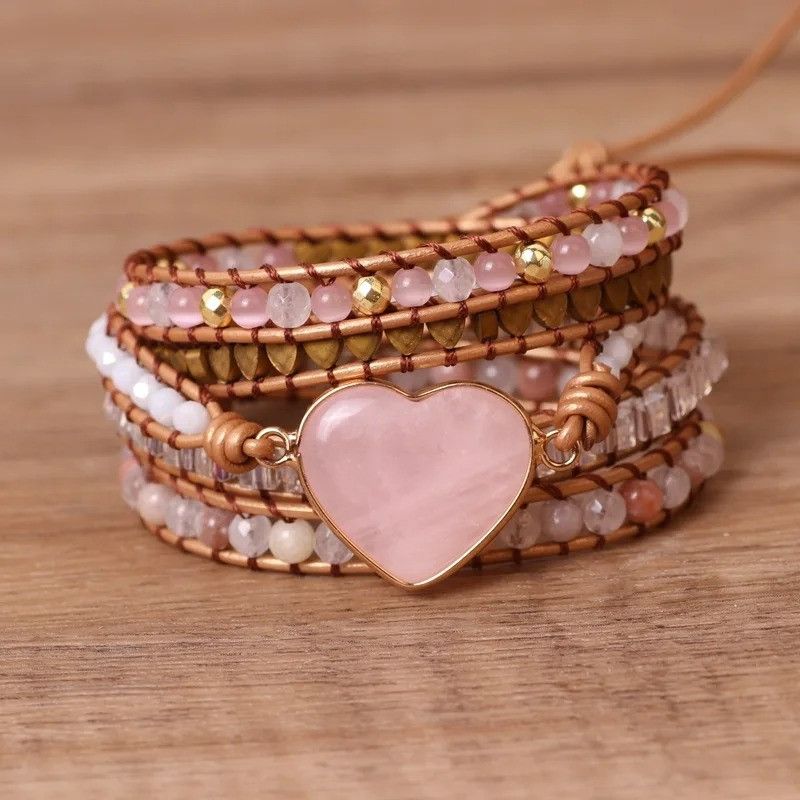 Jewelry Rose Quartz Natural Stone Wrap Bracelet Size ONE SIZE - 4 Thumbnail