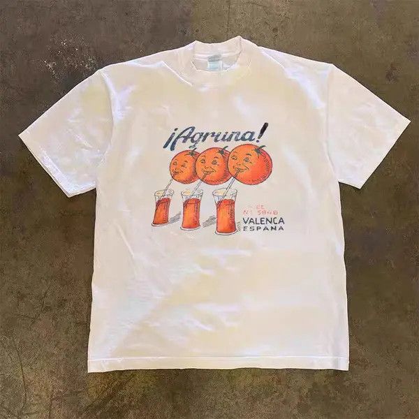 Japanese Brand Hip Hop Quirky Orange Print Casual Short Sleeve T-Shirt Size US M / EU 48-50 / 2 - 3 Thumbnail