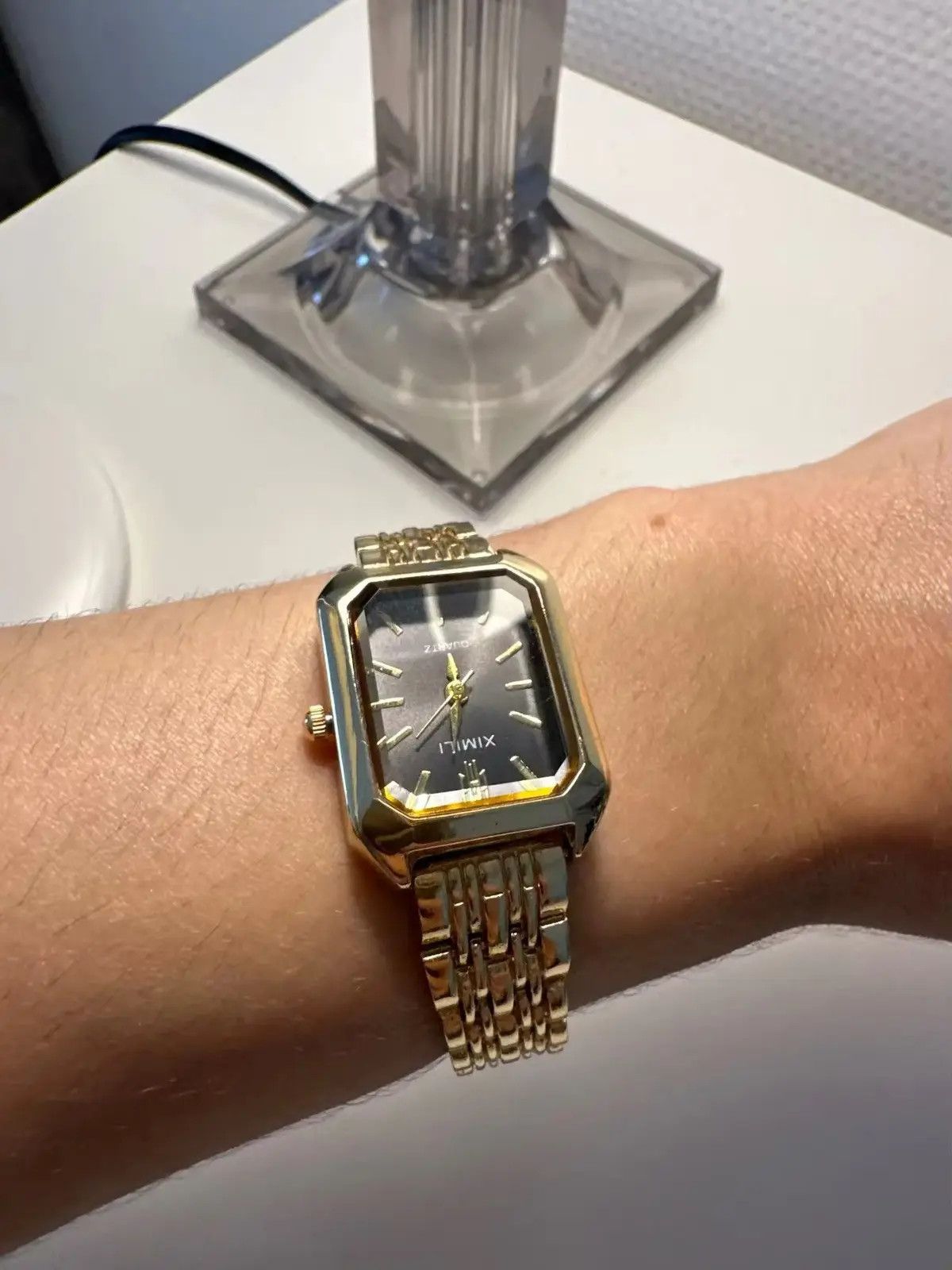 Jewelry 2000S Vintage Dope Rectangle Stainless Steel Quartz Watch in Gold, Men's