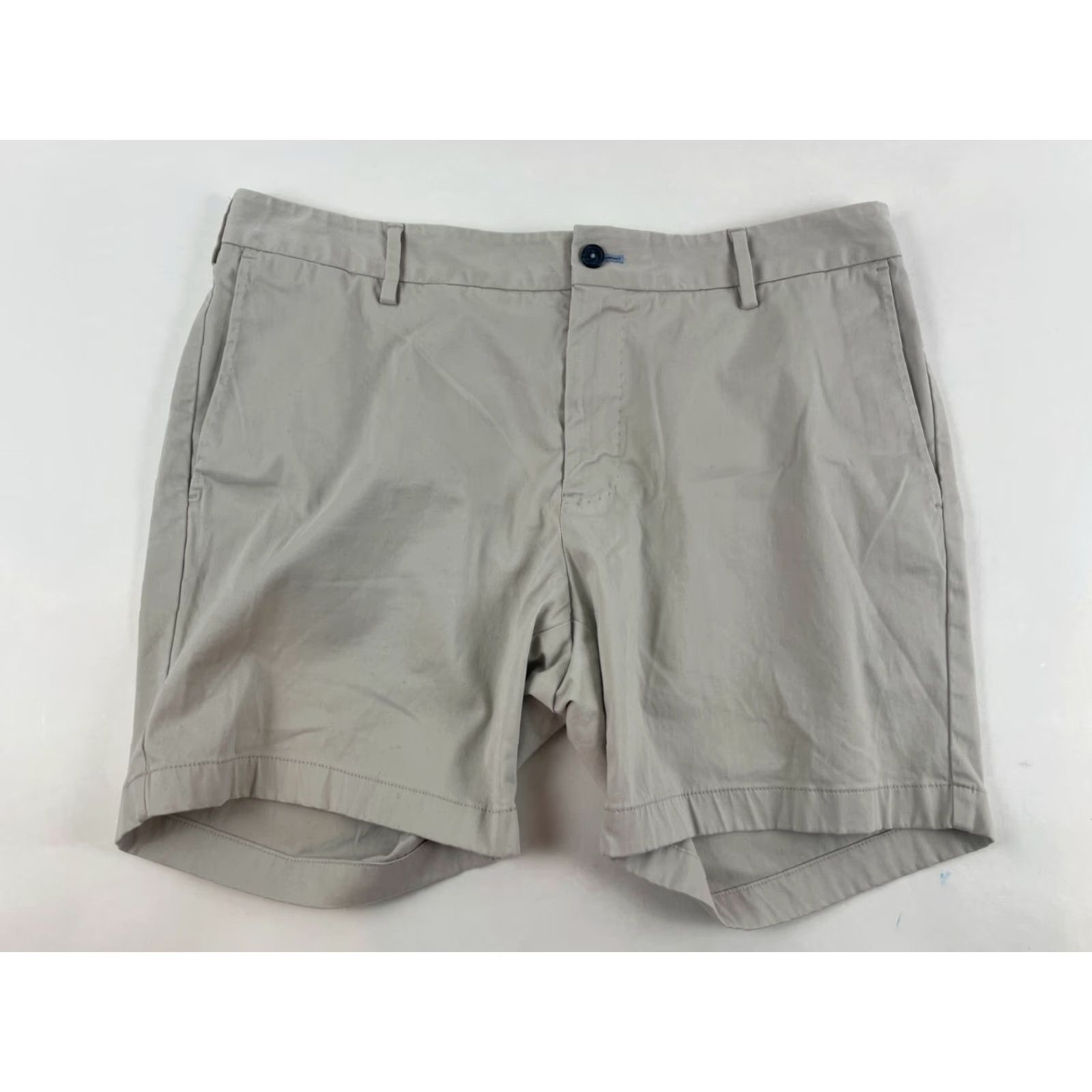Vintage J.Hilburn Shorts Mens 35 Beige Flat Front Chino Outdoor Classic Cotton Spandex Pockets Size US 34 / EU 50 - 2 Thumbnail