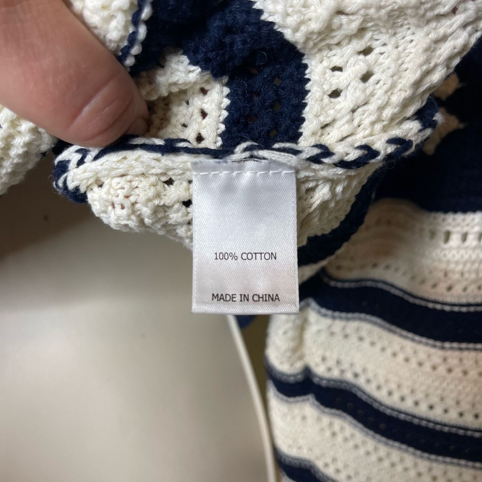 La Ligne La Ligne Striped Pointelle Pullover Knit Sweater Blue/Cream Size S / US 4 / IT 40 - 5 Thumbnail