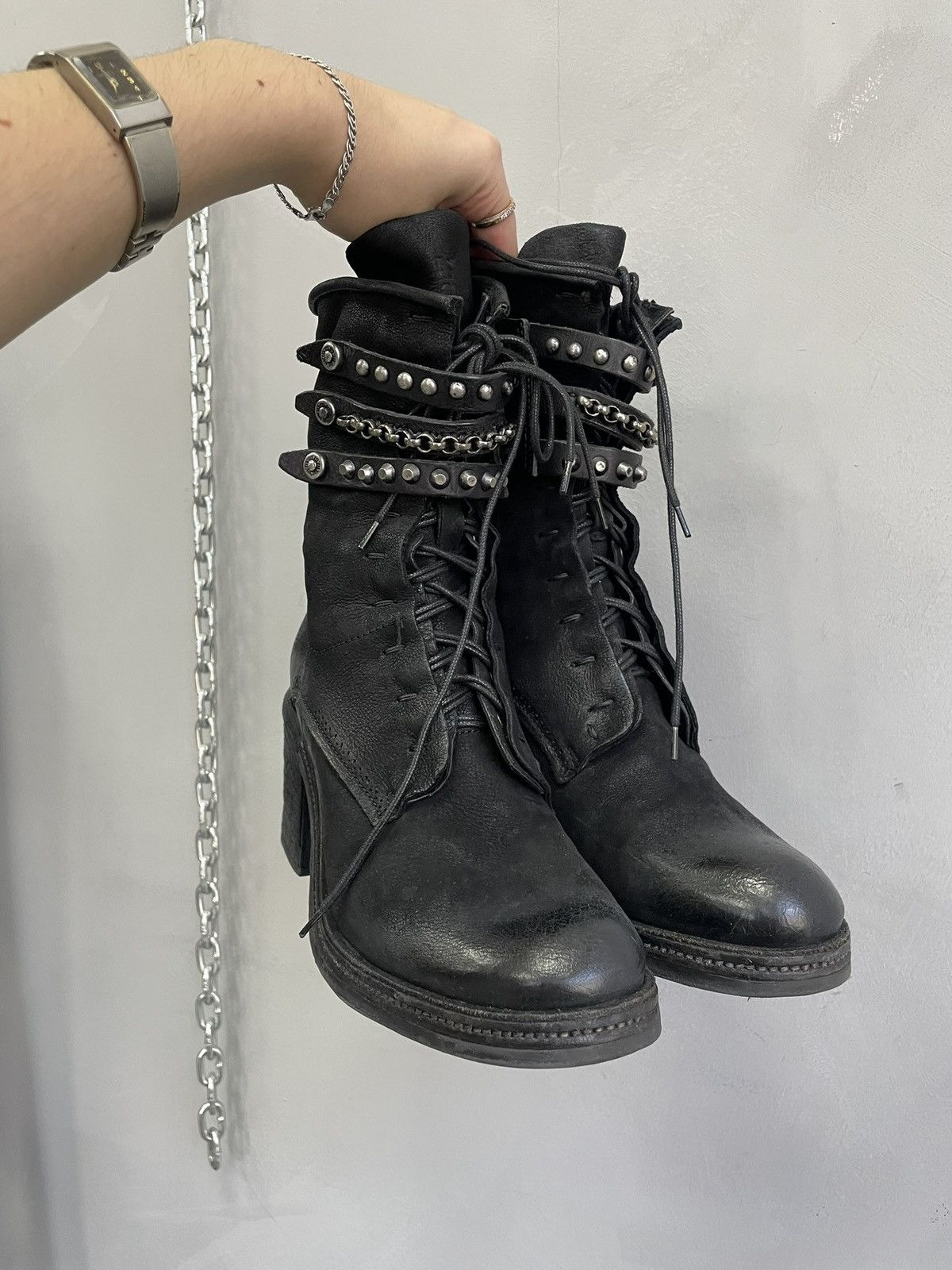 A.S.98 A.S.98 black leather boots gothic biker y2k style Size US 7.5 / EU 40-41 - 2 Thumbnail