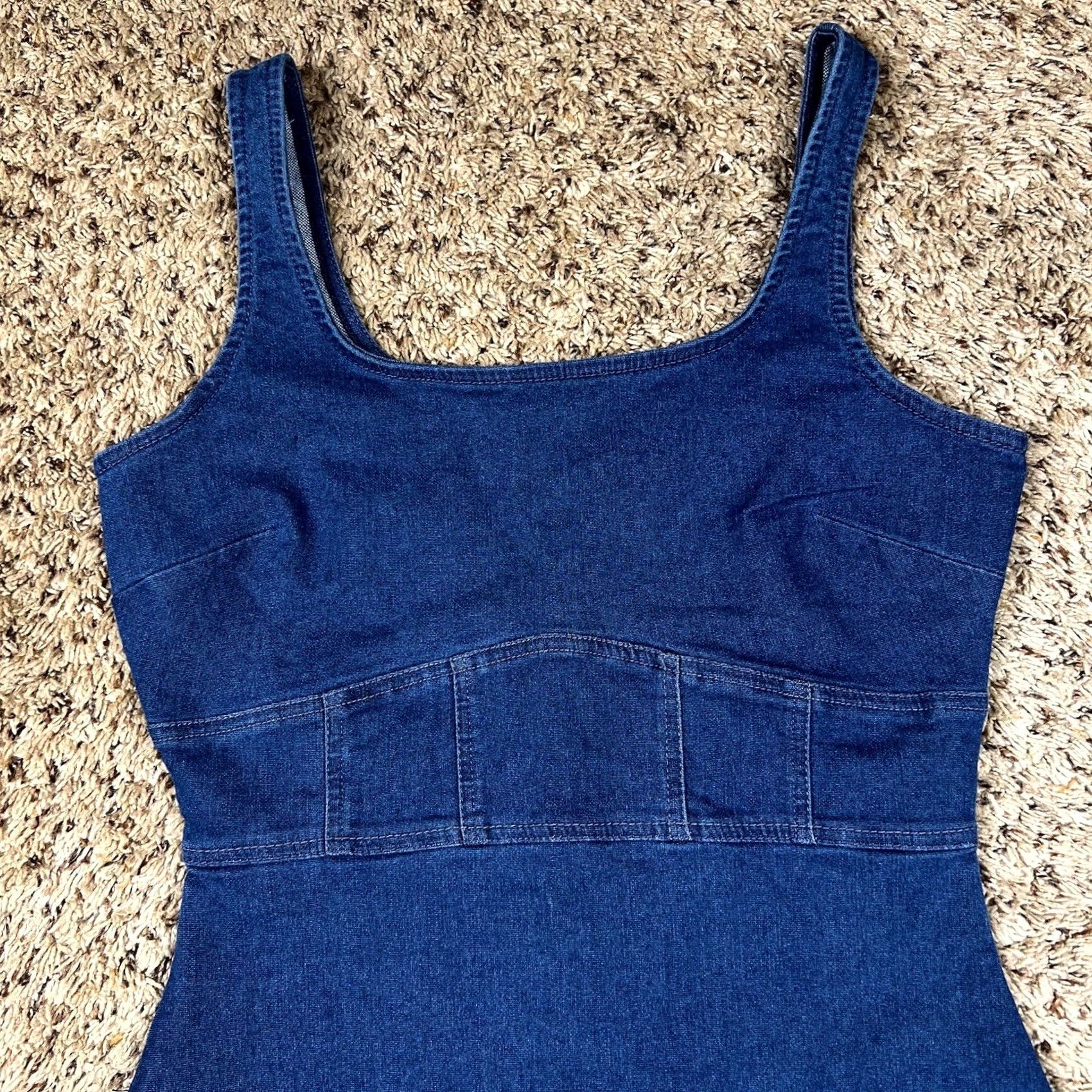 Vintage Derek Heart Jumper Dress Denim Blue Sleeveless Cotton Polyester Spandex Short Dress Medium M Womens Slim Stretch Fashion Size M / US 6-8 / IT 42-44 - 4 Thumbnail