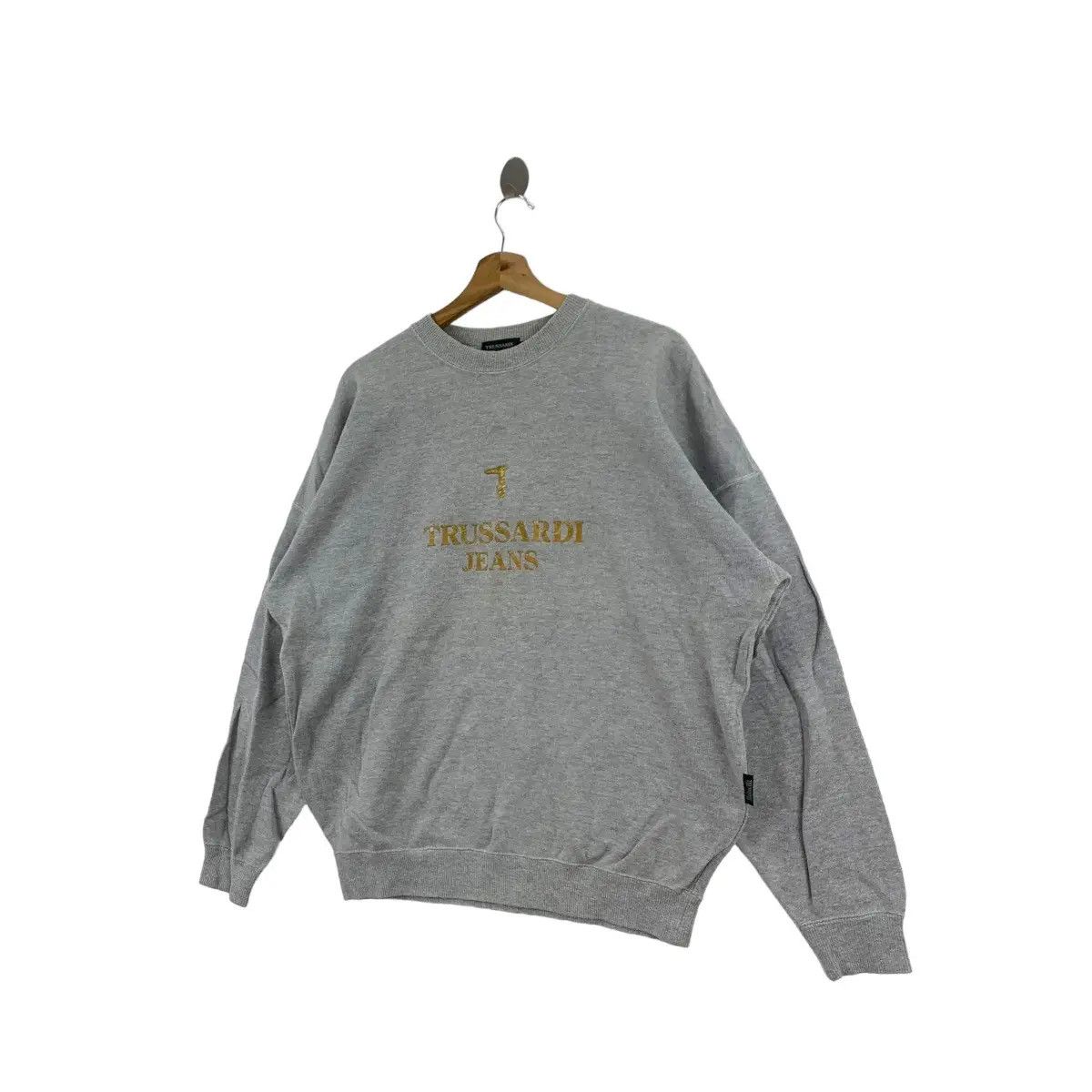 Trussardi × Vintage Vtg TRUSSARDI JEANS ITALY Center Logo Oversized Sweatshirt Size XL / US 12-14 / IT 48-50 - 4 Thumbnail