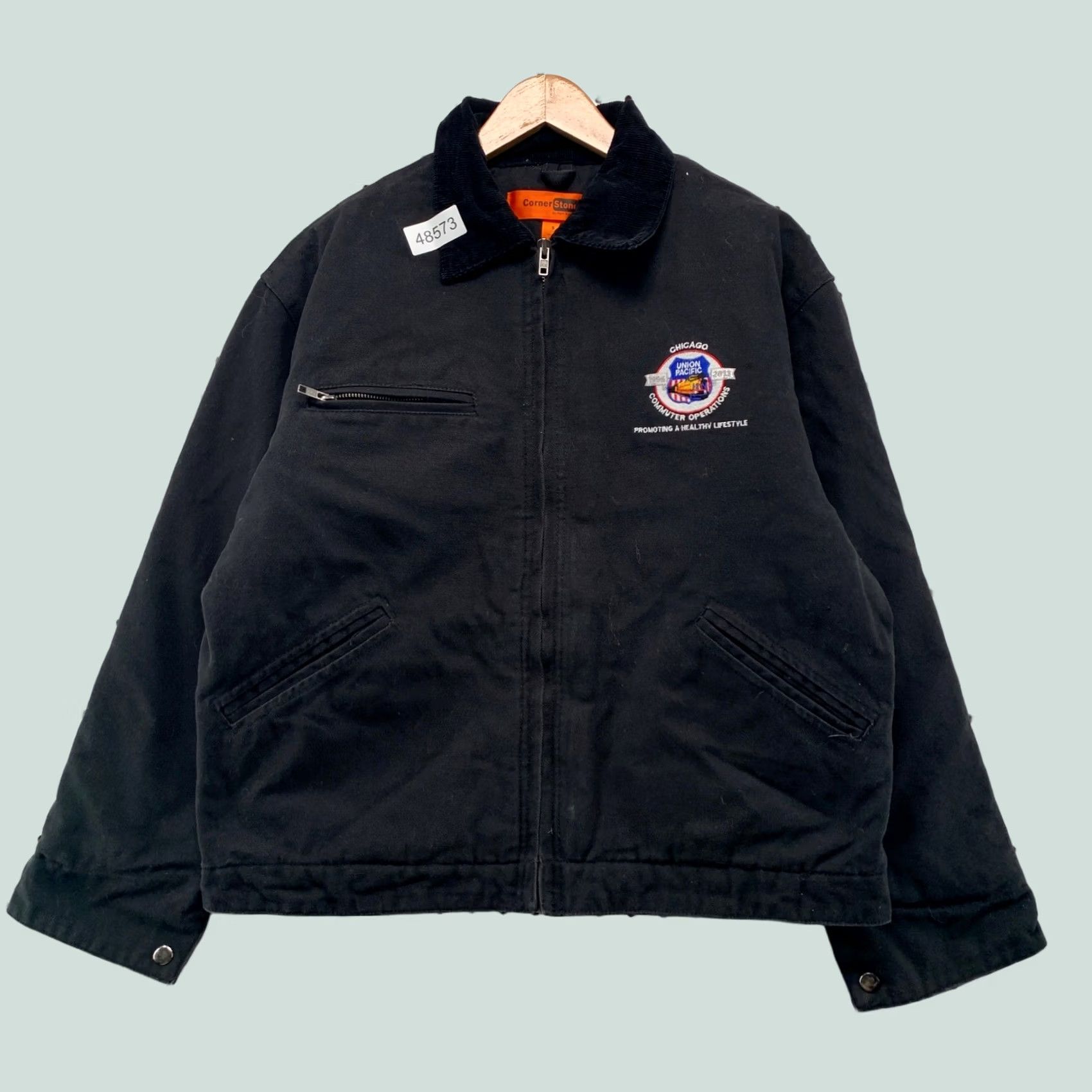 CLOT CornerStone Detroit Jacket Men Small Black Duck Cloth Workwear Union Pacific 10s Size US S / EU 44-46 / 1 - 1 Thumbnail