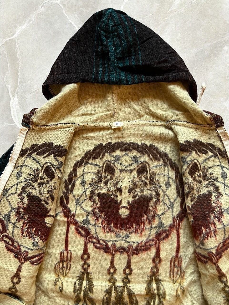 Vintage VINTAGE WOOL ZIP Hoodie WOLVES Indians Y2K Natural Graphic Size US M / EU 48-50 / 2 - 3 Thumbnail