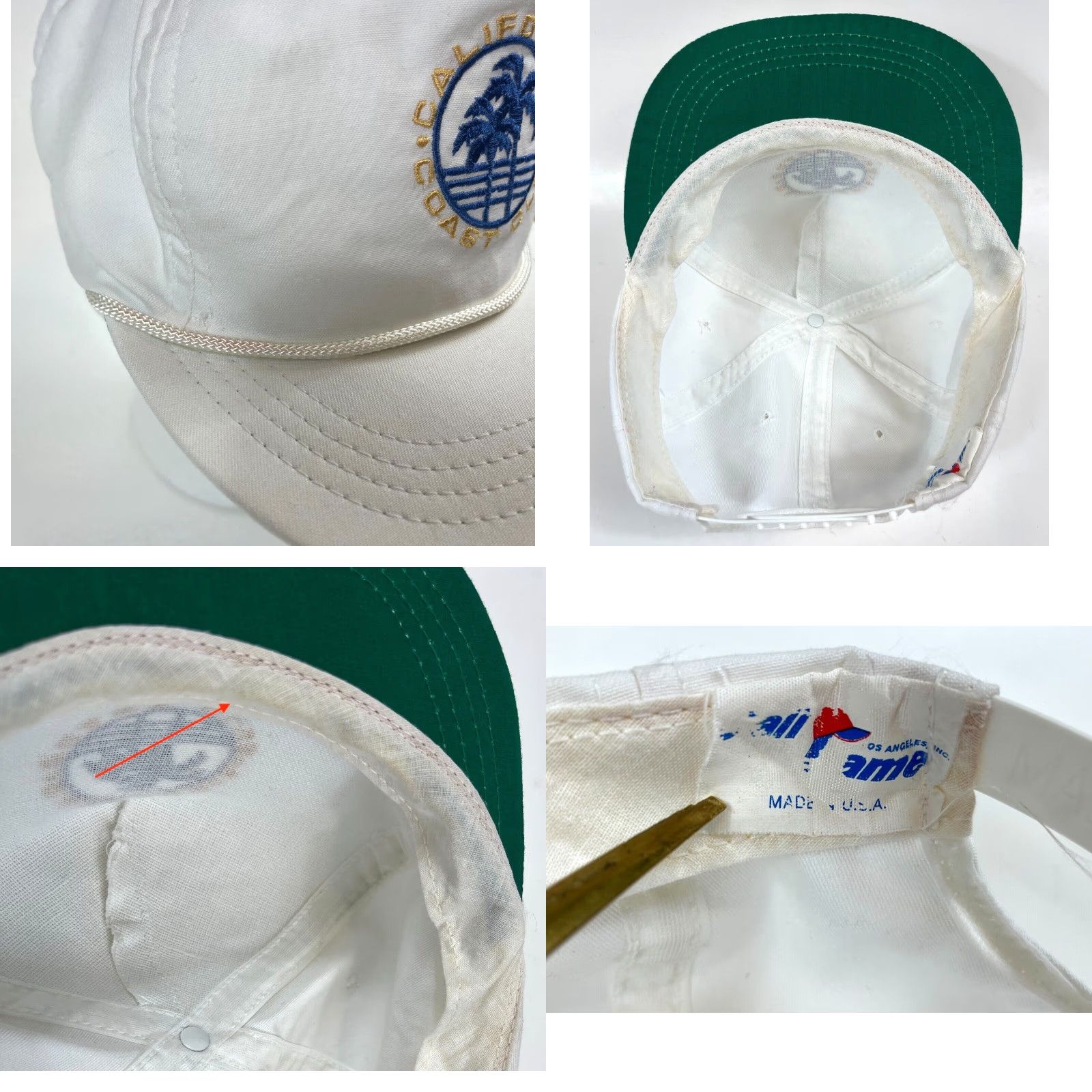 Vintage VINTAGE Cali-Fame California Coast Club Snapback Hat Cap Men One Size White 90s Beach Made in USA Size ONE SIZE - 8 Thumbnail