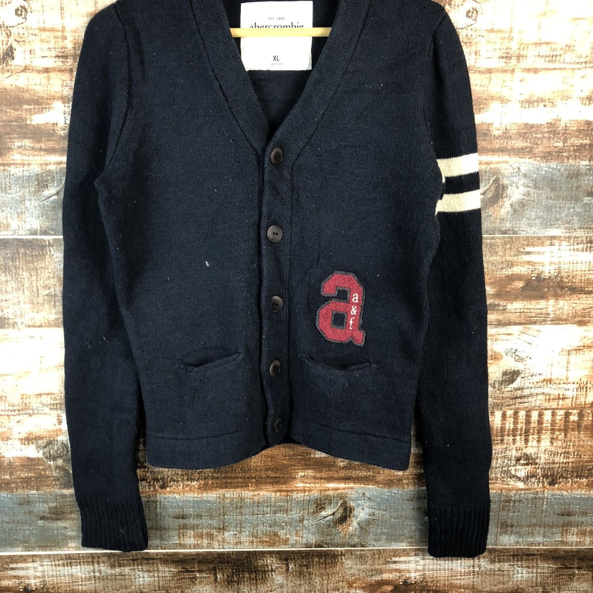 Abercrombie & Fitch × Aran Isles Knitwear Vintage Cardigan Knit Abercrombie & Fitch Black #977 Size US XL / EU 56 / 4 - 3 Thumbnail