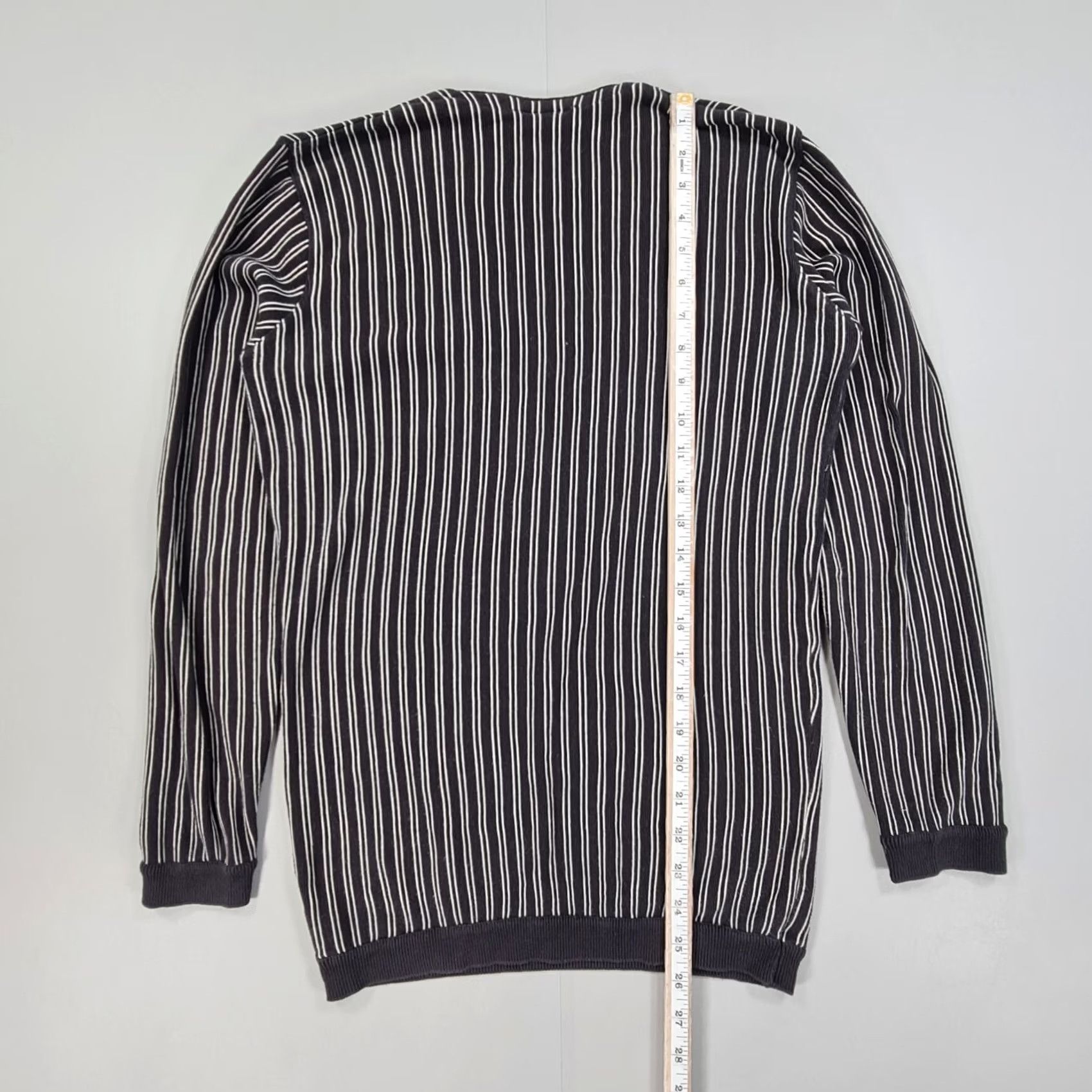 Lacoste Lacoste Womens Jumper Black Stripped Cotton Knit Sweater V-Neck Long Sleeve Casual Designer Limited Edition 10 UK 38 Size XS / US 0-2 / IT 36-38 - 6 Thumbnail