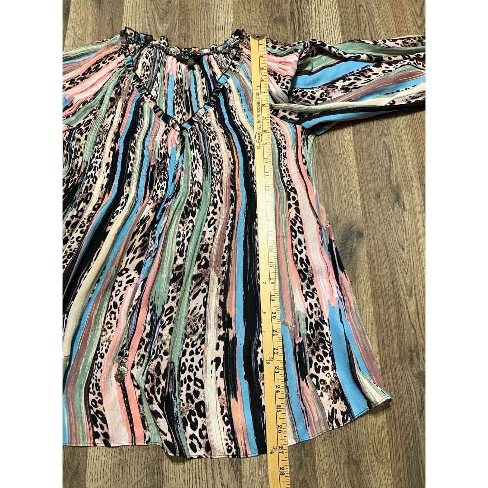 Melissa Melissa Paige Shirt Womens Small Multicolor Animal Print Striped V-Neck T-Shirt Casual Pull-over Size S / US 4 / IT 40 - 6 Thumbnail