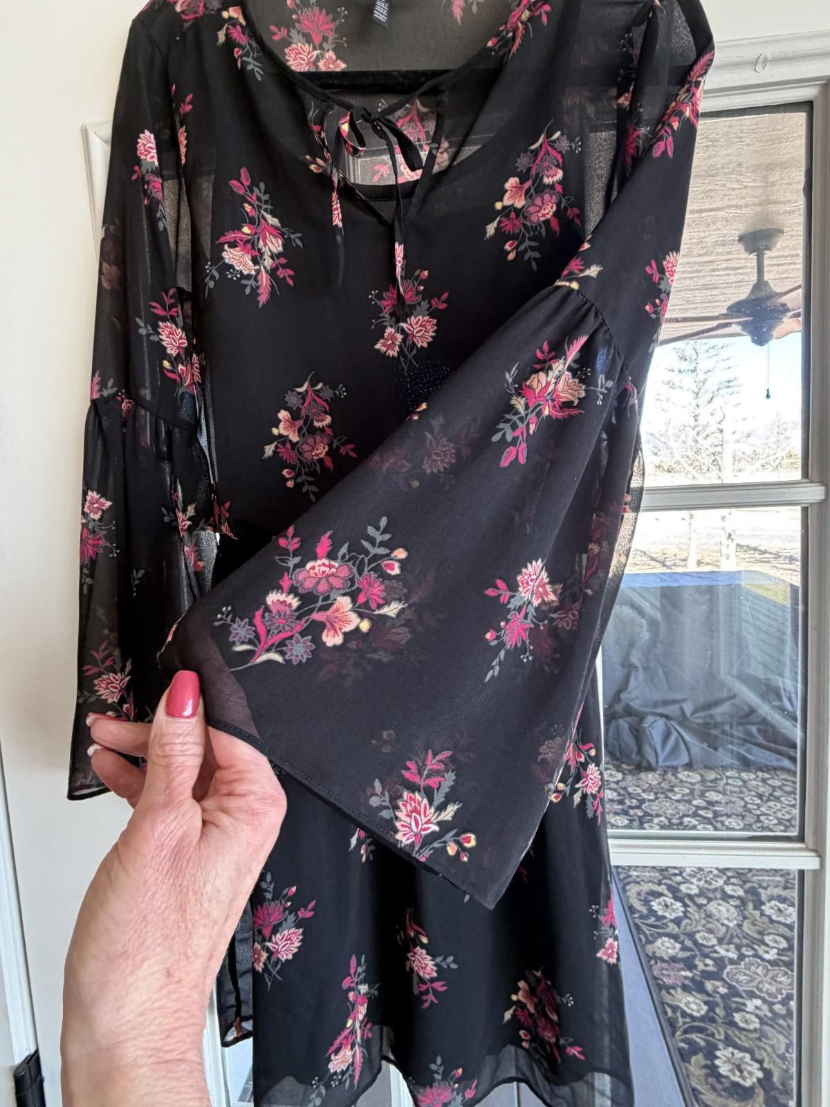 Other WHBM Boho Blouson Floral Print Flared Long Sleeve Dress Sz S Size S / US 4 / IT 40 - 5 Thumbnail