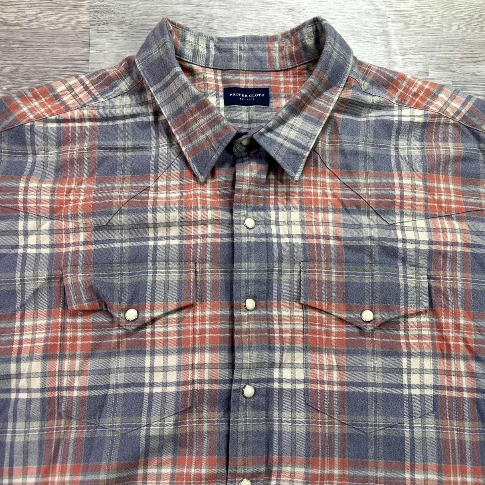 Proper Cloth Proper Cloth Shirt Mens 4XL Blue Plaid Western Snap Long Sleeve Button Up Casual Size US XXL / EU 58 / 5 - 3 Thumbnail