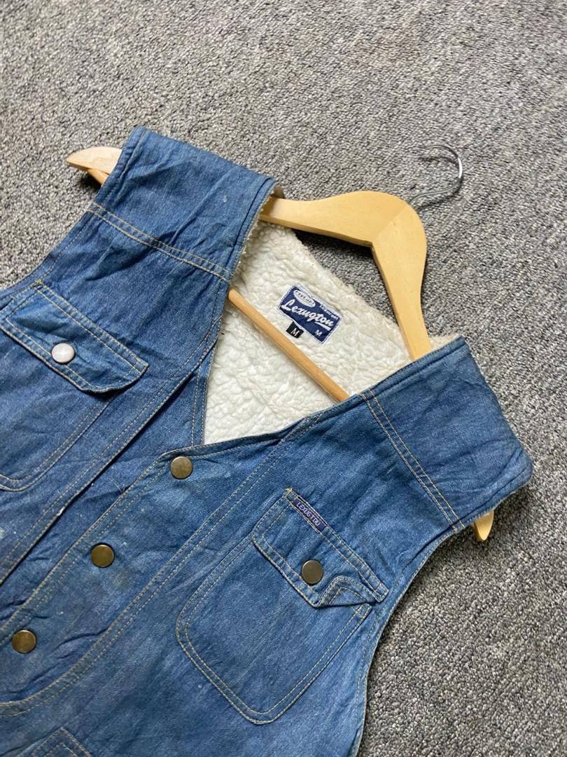 Japanese Brand LEXUGTOU Sherpa Lined Denim Vest (200) Size US M / EU 48-50 / 2 - 9 Thumbnail
