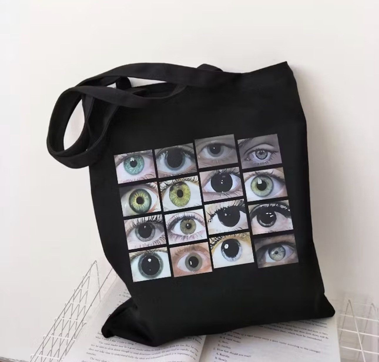 Japanese Brand Eye Ball Bag Punk Trippy Evil Tote Shoulder Black Shopper Size ONE SIZE - 1 Thumbnail