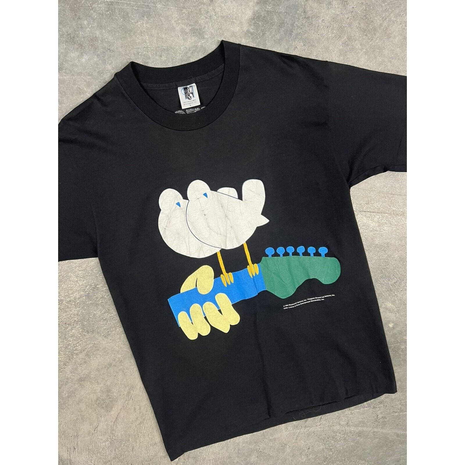 image of Band Tees x Vintage Woodstock Two More Days Of Peace Vintage 90's Band T-Shirt in Black (Size Large