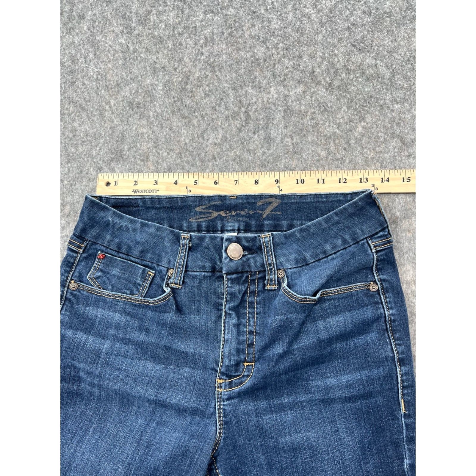 Vintage Seven7 Jeans Women's Medium Wash Skinny Denim Blue Size 6 Regular Stretch Pockets 5-Pocket City Distressed No Vintage No Model Seven7 Jeans Size 28" / US 6 / IT 42 - 2 Thumbnail