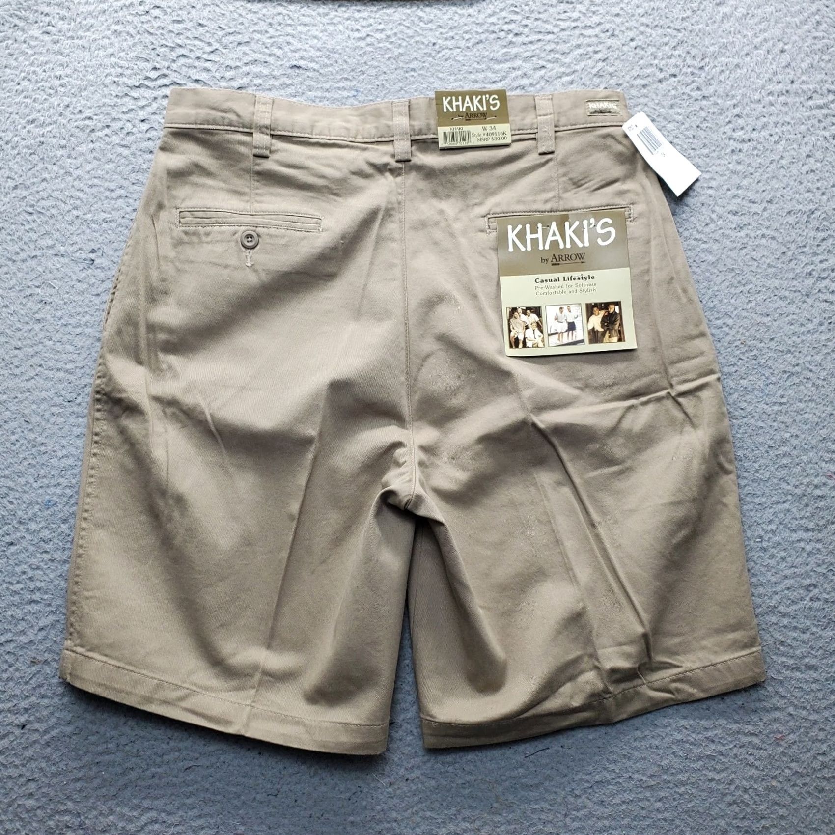 Arrow Arrow Mens Khakis Shorts 34W Brown Classic Chino Casual 100% Cotton Flat Front Pocket Mens Size 34 Brown Charcoal Wash Vintage: No Size US 34 / EU 50 - 2 Thumbnail