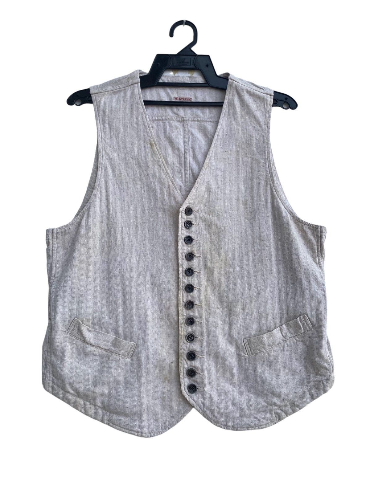 Vintage Rare KAPITAL japan button up hbt cotton vest jacket Size US M / EU 48-50 / 2 - 1 Thumbnail