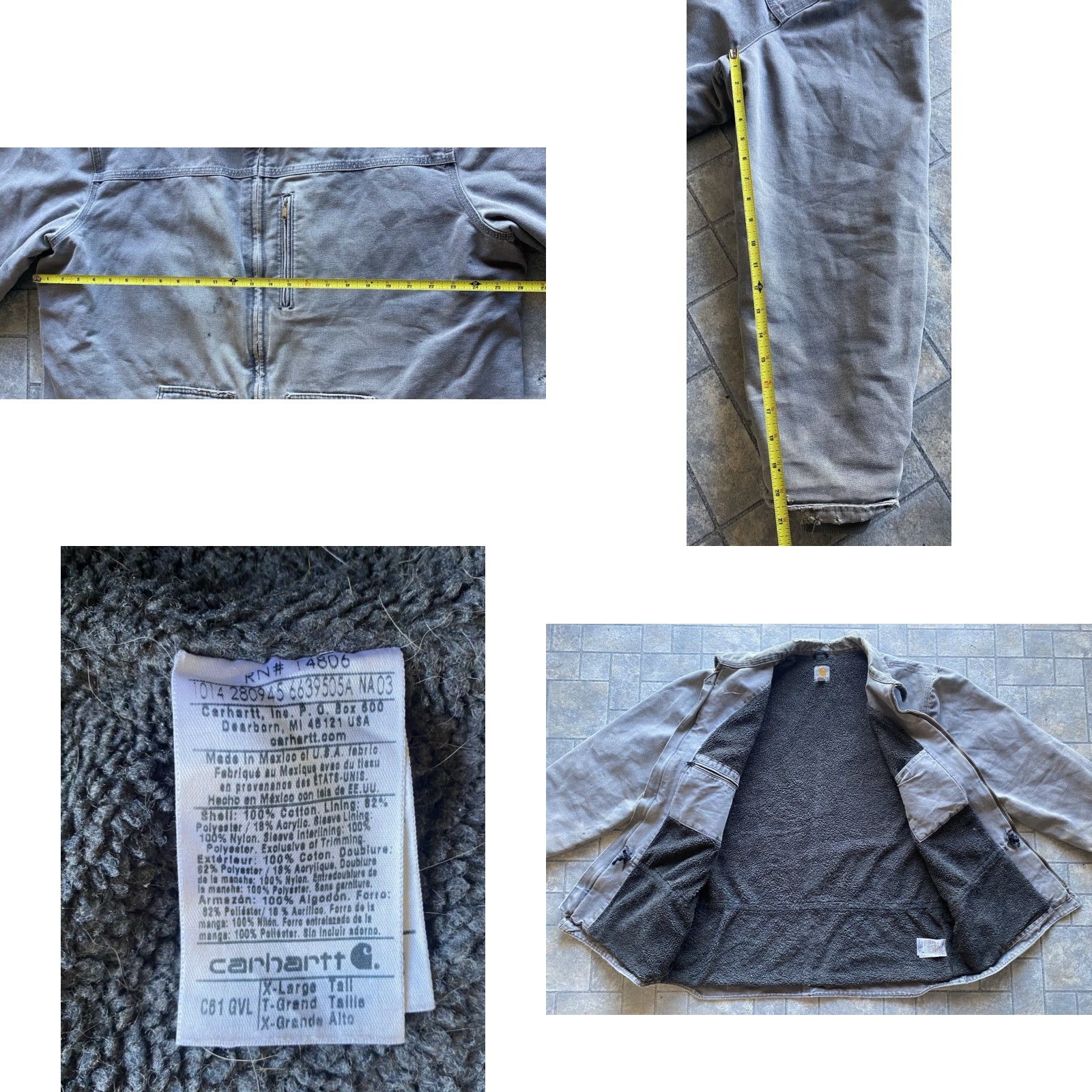Carhartt VINTAGE Carhartt C61 GVL Jacket Coat Men’s XL Tall Gray Flaws Wear Distressed Size US XL / EU 56 / 4 - 9 Thumbnail