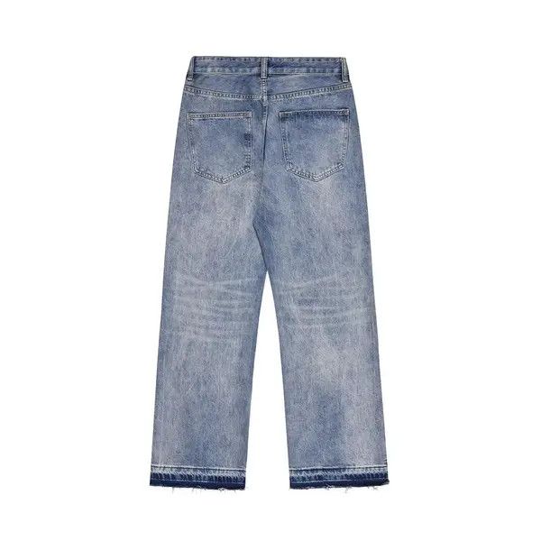 Japanese Brand Men's straight American loose casual washed raw edge jeans Size US 32 / EU 48 - 2 Thumbnail