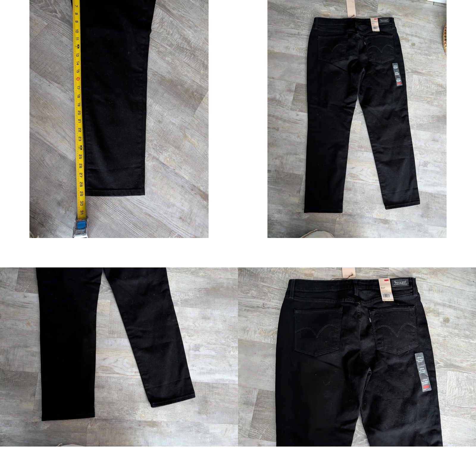 Levi's NWT Levis Womens Jeans Black Size 16S Denim Mid Rise Skinny Stretch 33X30 Size 38" / US 16 / IT 52 - 10 Thumbnail