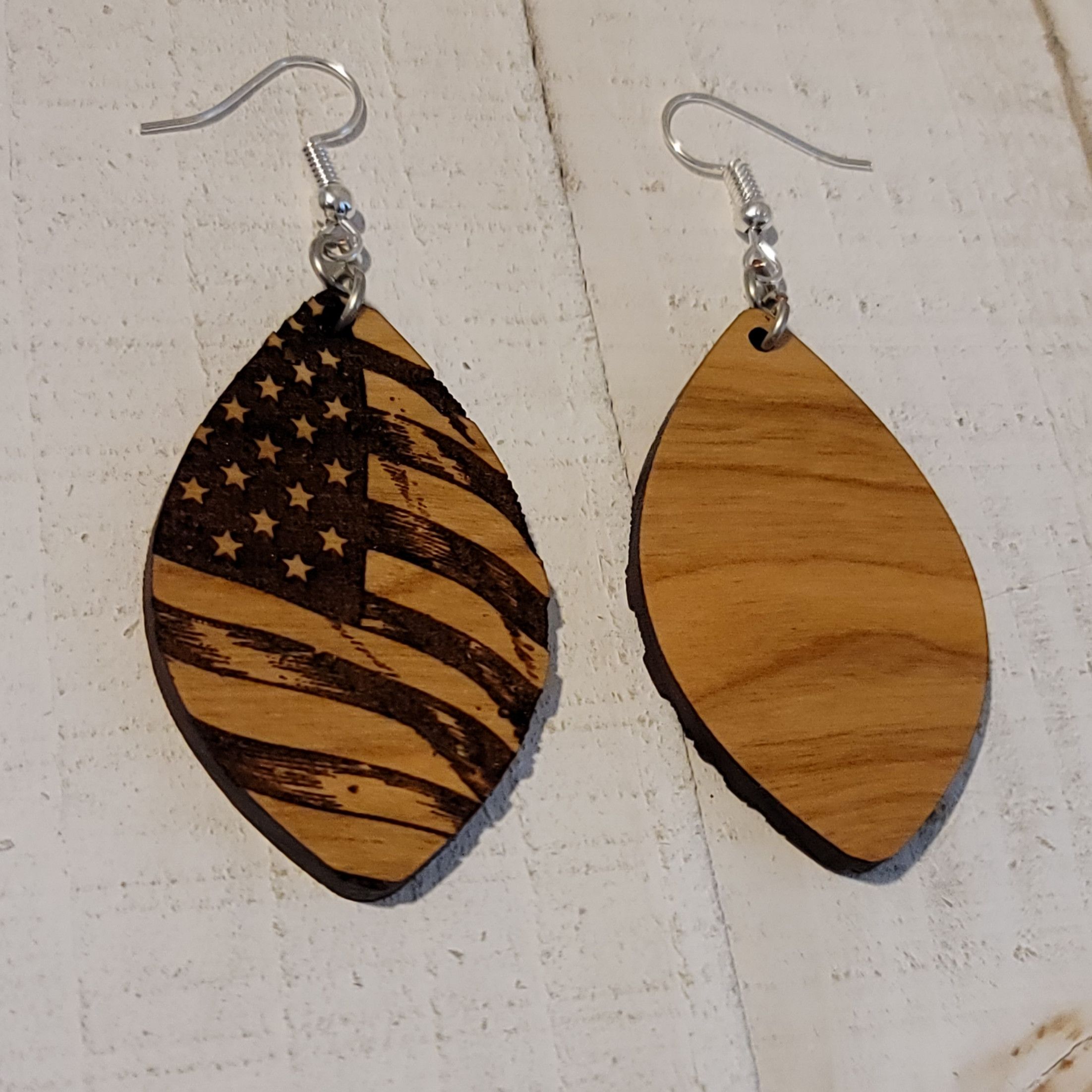 Handmade American Flag Dangle Earrings #2 Size ONE SIZE - 3 Thumbnail