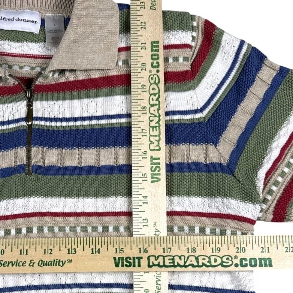Vintage VINTAGE Alfred Dunner Striped Quarter Zip Knit Sweater Women's L Green Size L / US 10 / IT 46 - 5 Thumbnail