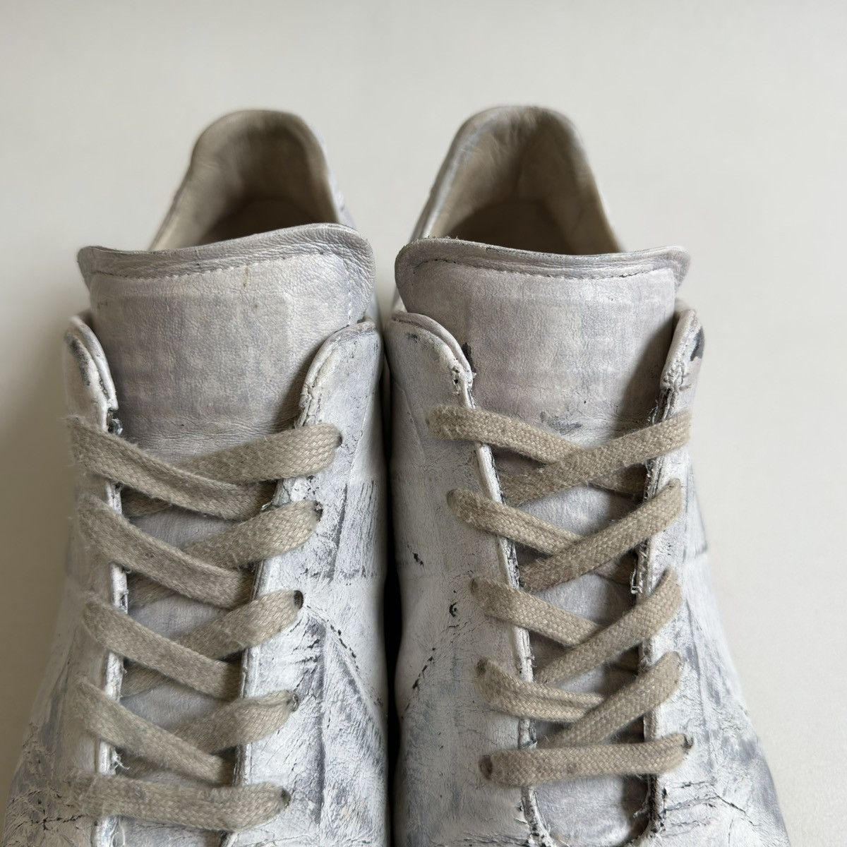 Maison Margiela White/Silver Painted OG GAT Sneakers Size US 13 / EU 46 - 16 Thumbnail