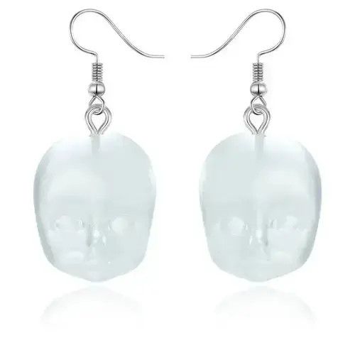 Hype x Jewelry Face Resin Dangle Drop Earrings in Silver, Men's