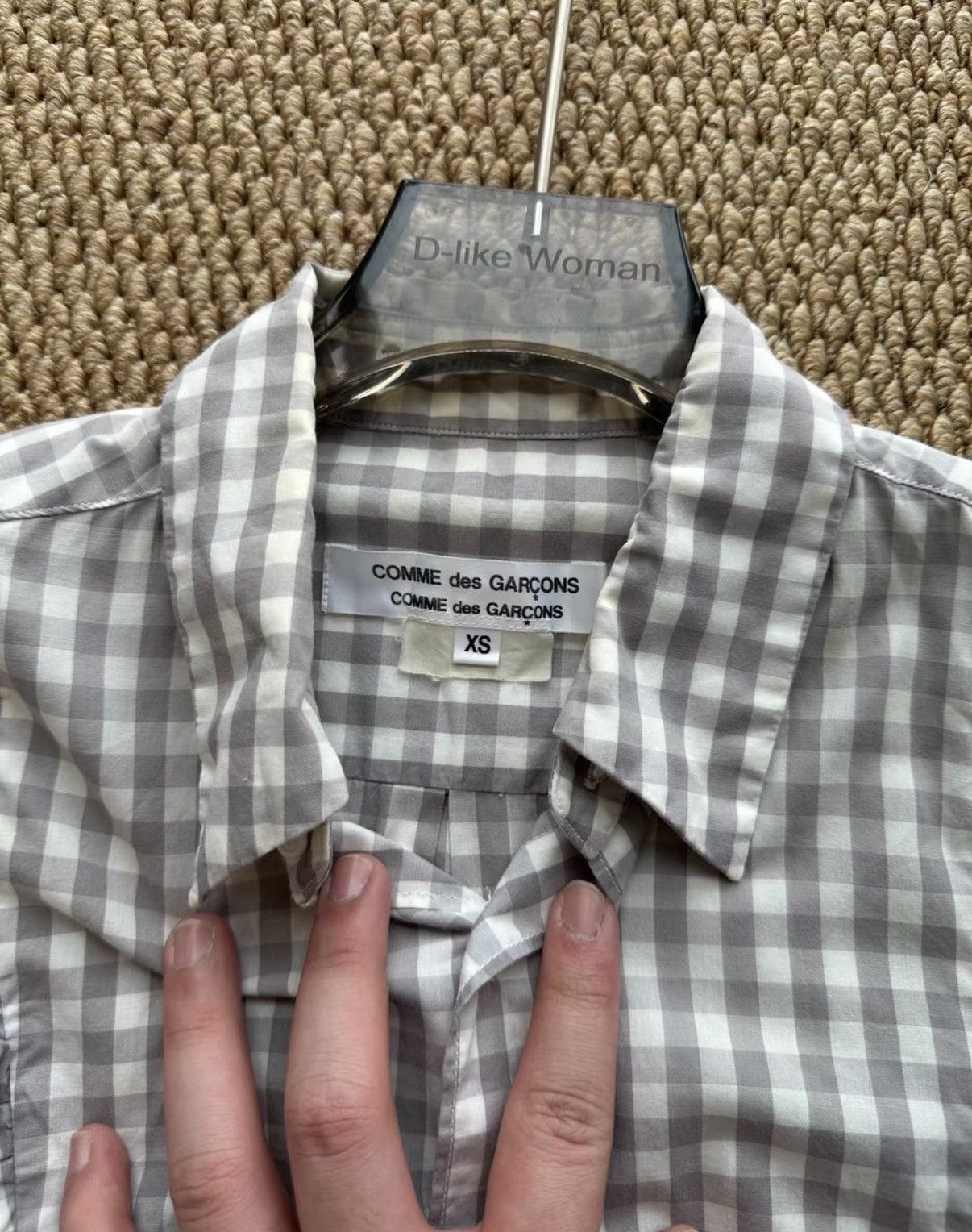 Comme des Garcons COMME des GARÇONS Grey Plaid Ruffle Short Sleeve Shirt K23 Size XS / US 0-2 / IT 36-38 - 4 Thumbnail