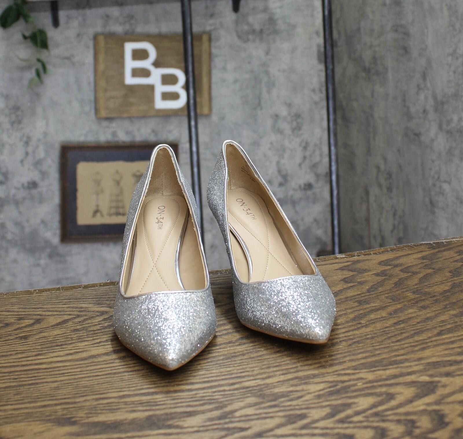Other Nwt On 34th Jeules Slip-on Pumps Silver Glitter Gray 7.5m Size US 7.5 / IT 37.5 - 3 Thumbnail