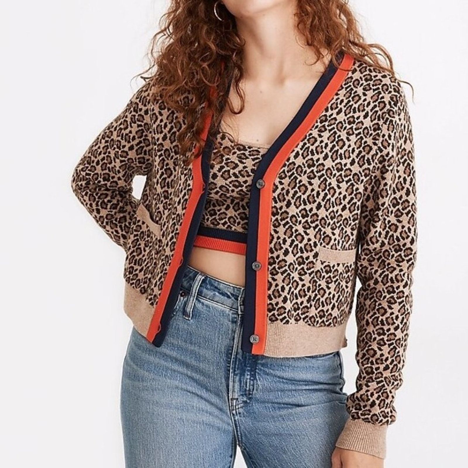 KULE KULE Milo Leopard Cardigan Sweater XS Cashmere Designer Size XS / US 0-2 / IT 36-38 - 3 Thumbnail