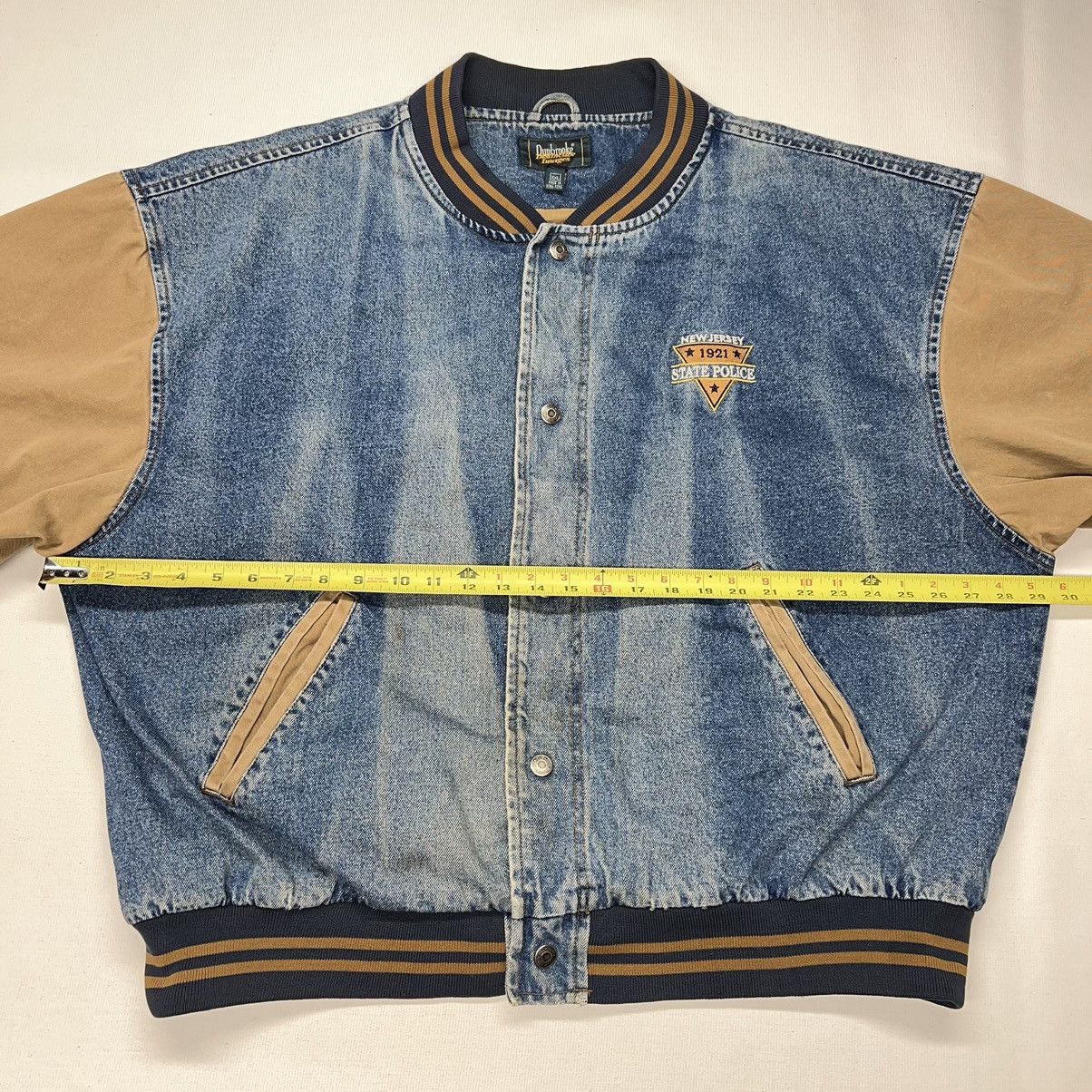 Dunbrooke × Vintage VTG Dunbrooke Denim Jacket Jersey State Police Jean Varsity Size US XXL / EU 58 / 5 - 24 Thumbnail