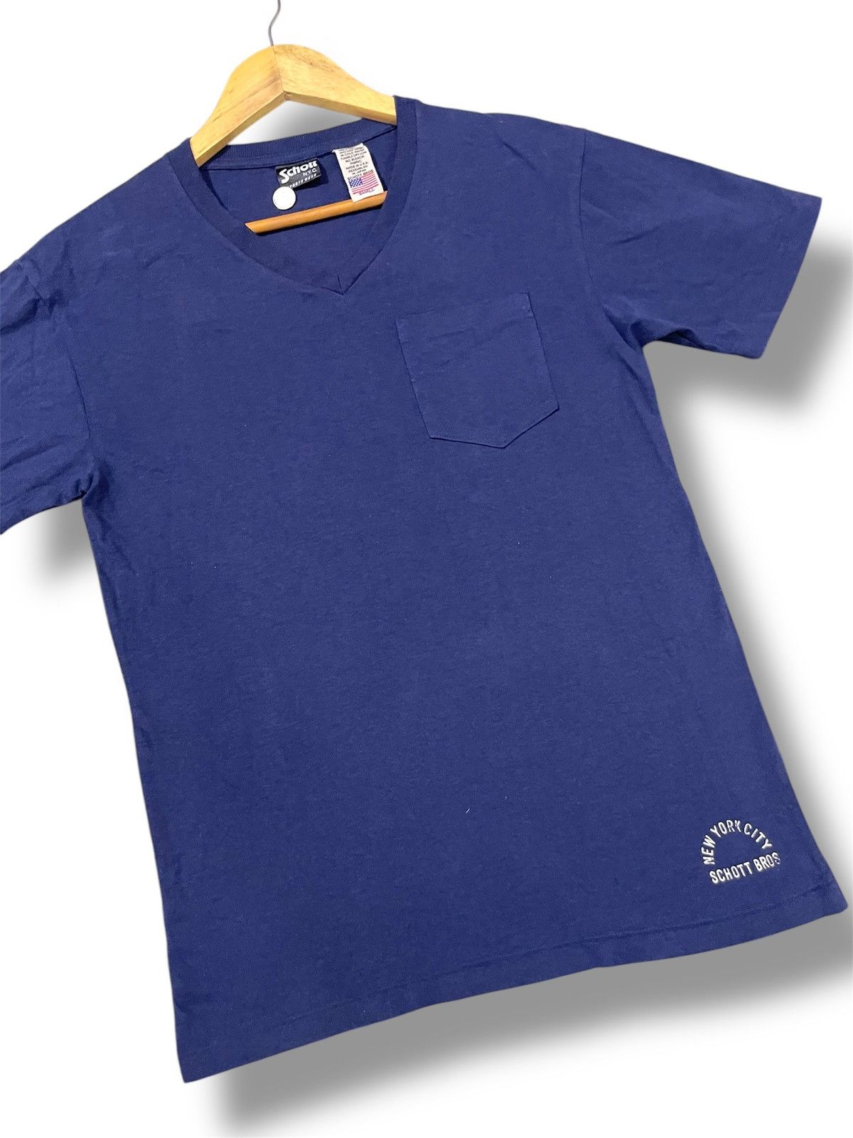 Schott × Vintage Vintage Schott Bros New York City V-Neck Pocket Tee Size US S / EU 44-46 / 1 - 2 Thumbnail
