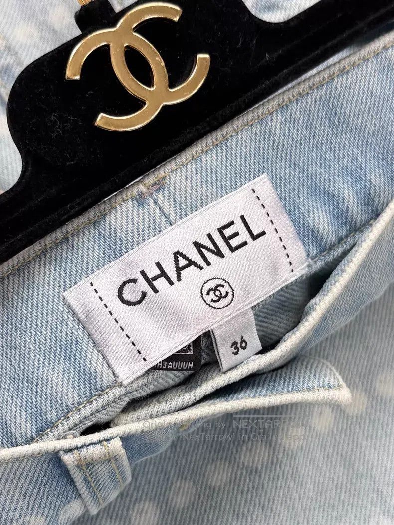 Chanel Chanel Pearl denim wide-leg pants Size 24" / US 00 / IT 34 - 6 Thumbnail