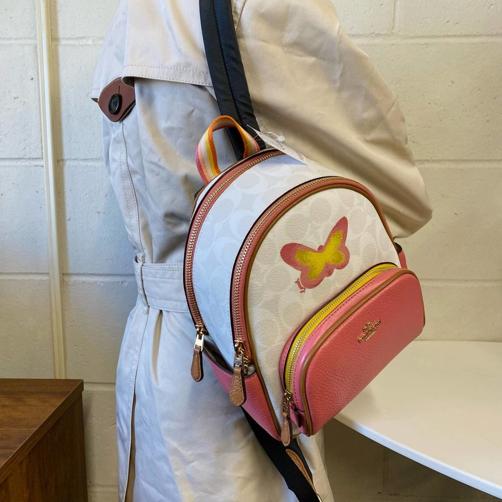 Coach Coach C8257 Mini Court Backpack In Sig Canvas In Chalk/Taffy Size ONE SIZE - 10 Thumbnail