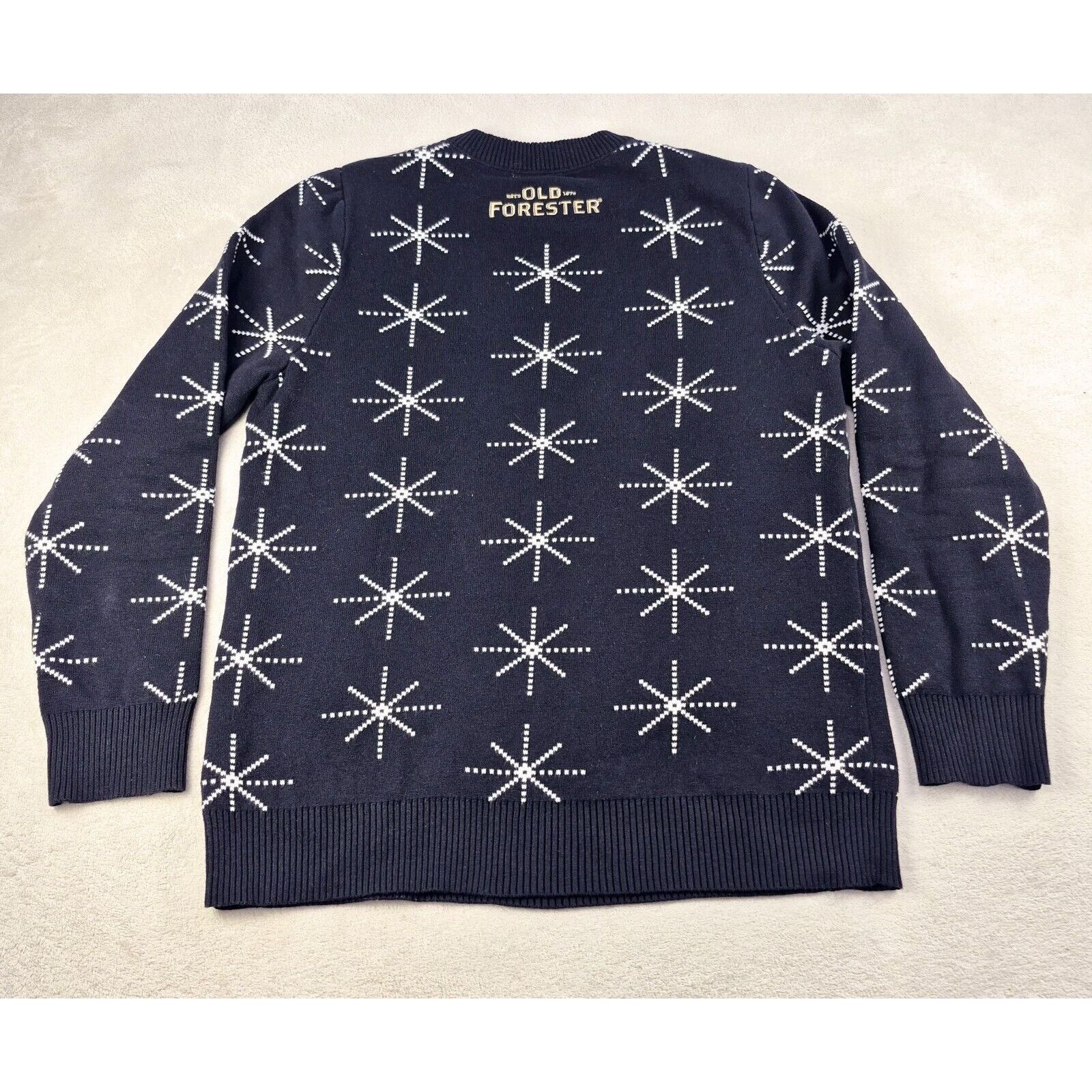 (+)PEOPLE Old Forester Bourbon Ugly Christmas Sweater Blue Orange MED Size US M / EU 48-50 / 2 - 6 Thumbnail