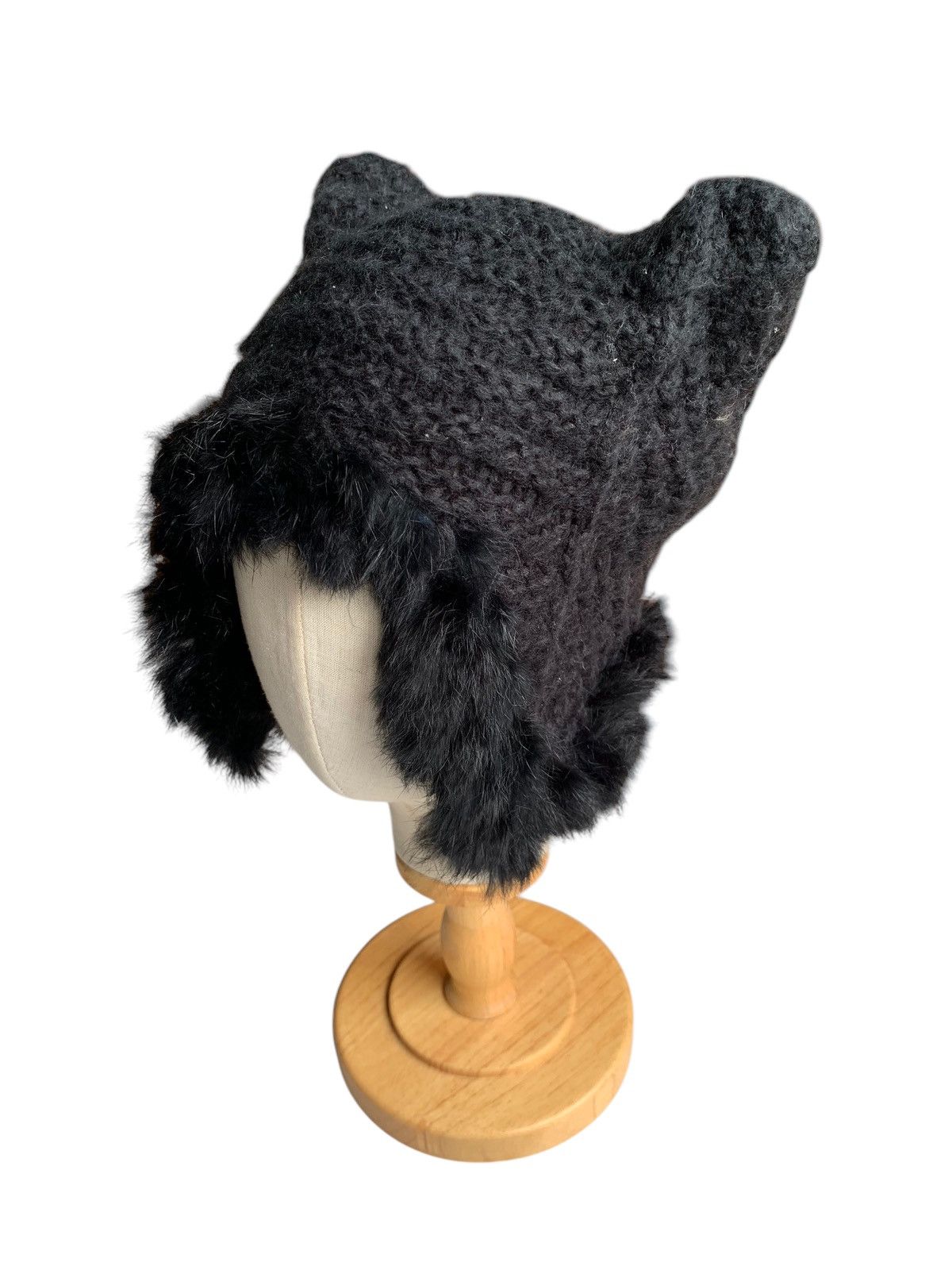14th Addiction × Vintage Bunny Horn Devil Knitted Crochet Rare Hairy Fur Punk Hat☠️🎌 Size ONE SIZE - 4 Thumbnail