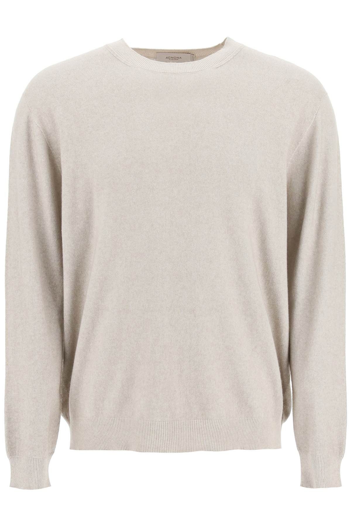 image of Agnona Cotton And Cashmere Sweater in Stone, Men's (Size Medium)