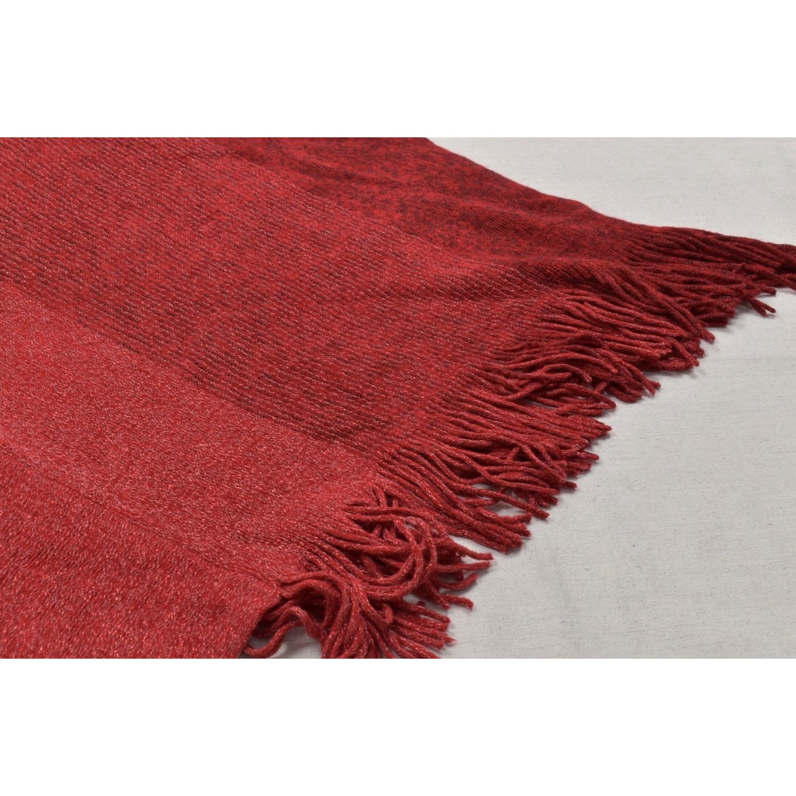 Vintage Chico's Red Poncho Sweater One Size Metallic Knit Fringe Hem Turtleneck Pullover Knit Woman Women Winter Fall Spring Casual Mens Size ONE SIZE - 6 Thumbnail
