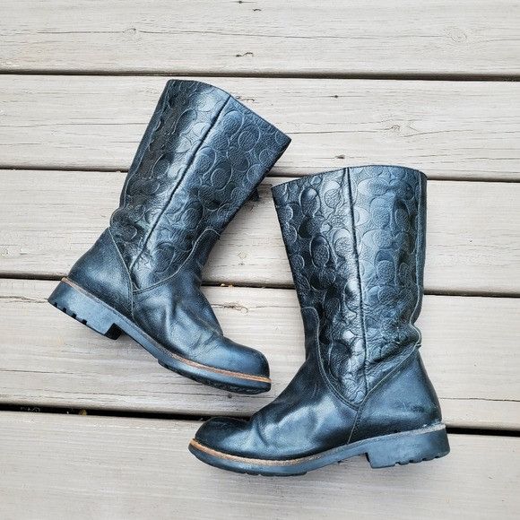Coach Coach Valentine Embossed Signature C Logo Black Leather Boot Size US 6 / IT 36 - 4 Thumbnail