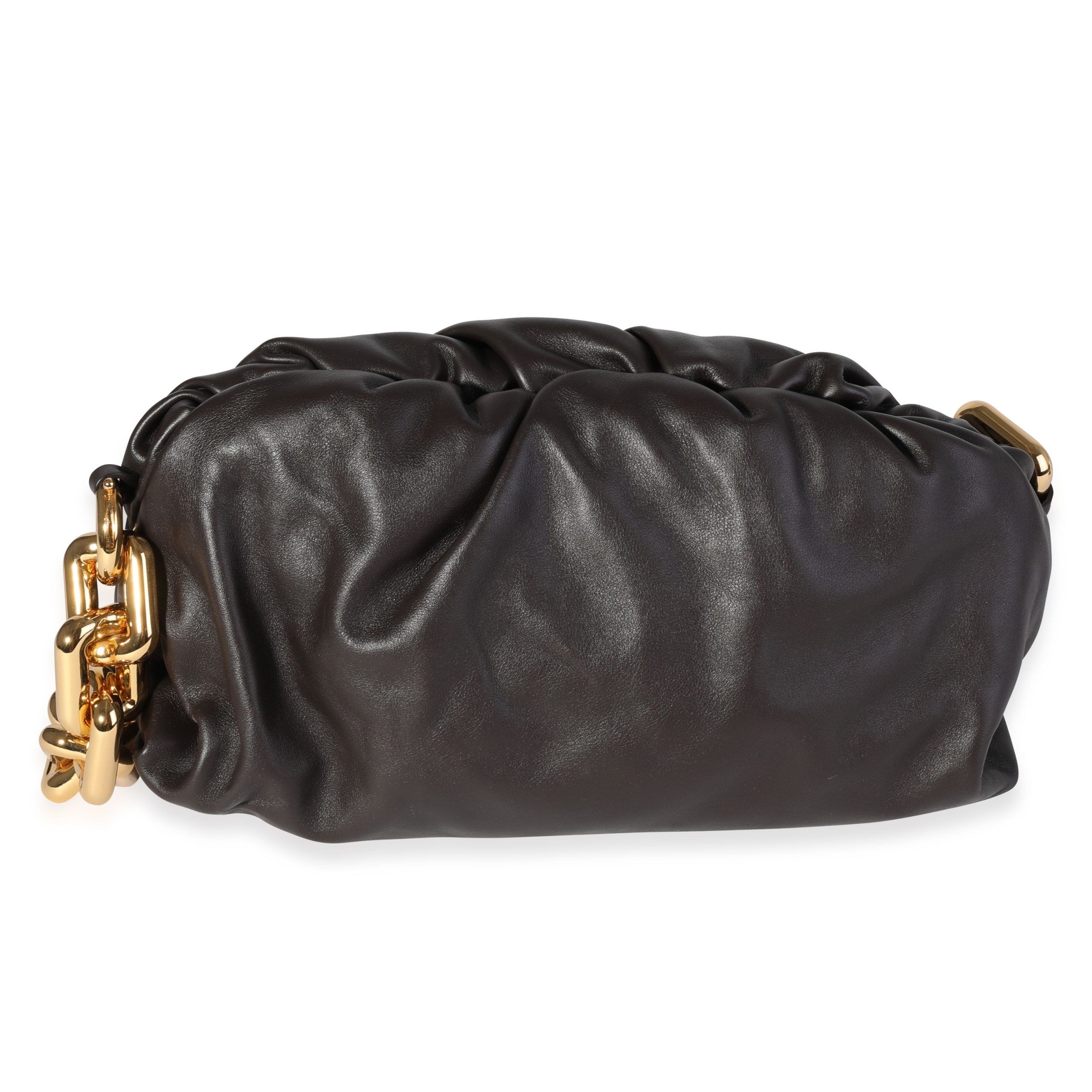 image of Bottega Veneta Fondant Lambskin Chain Pouch in Black, Women's
