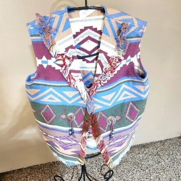 Vintage Head over Heels Aztek Southwest Heavy Fringed Sz. XL Vest Size XL / US 12-14 / IT 48-50 - 1 Thumbnail