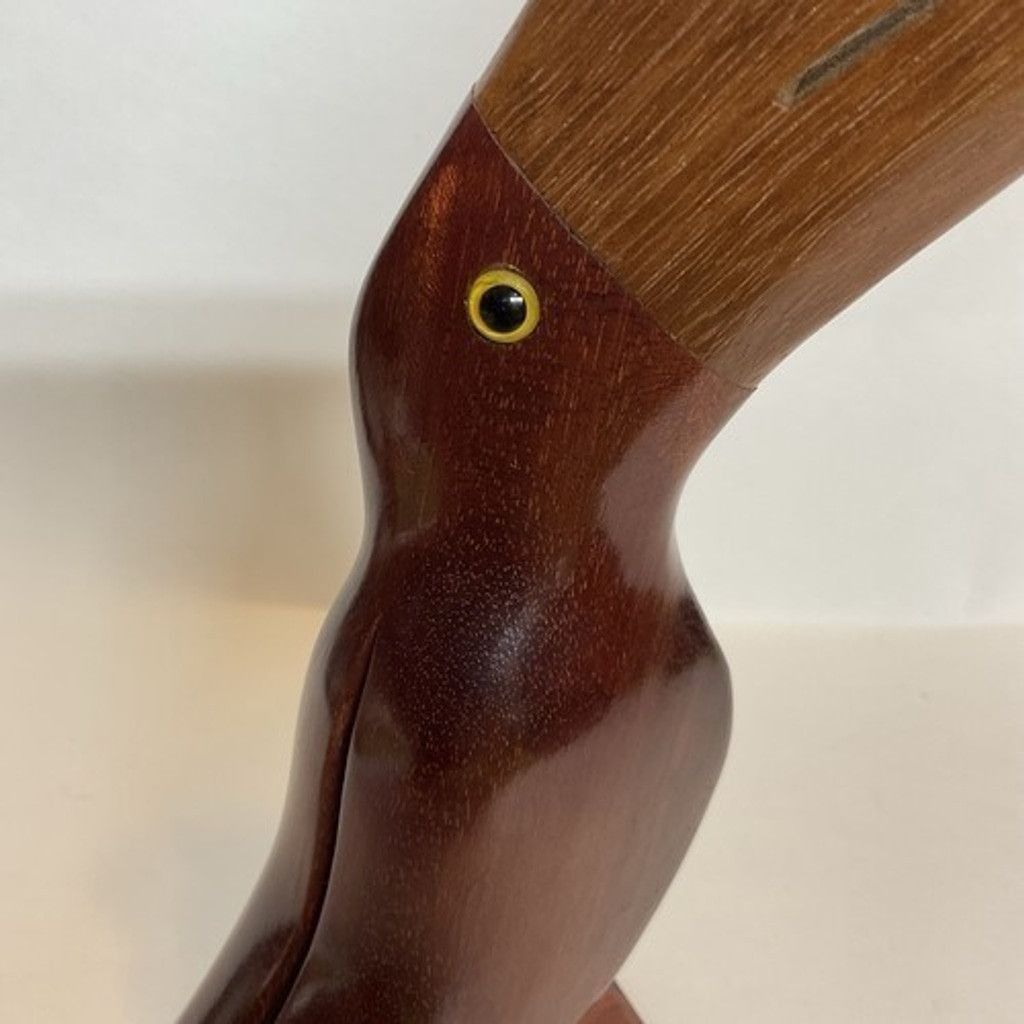 The Unbranded Brand VTG Brazil Wood Hand Carved Toucan Sculpture Glass Eyes 9.5” Size ONE SIZE - 6 Thumbnail