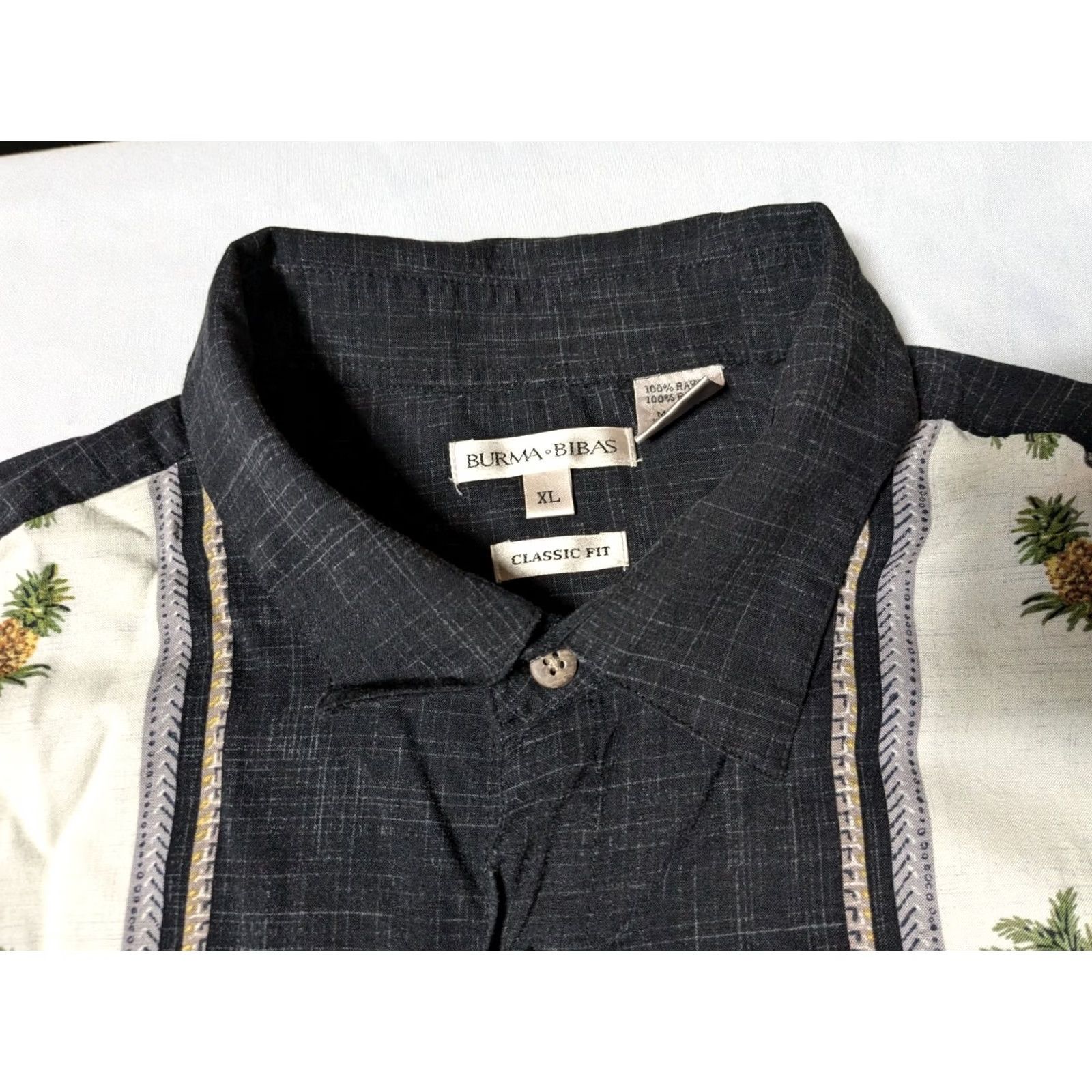 Vintage BURMA BIBAS CLASSIC FIT Men XL Black Palm Tree Panel Rayon Bowling Camp Shirt Size US XL / EU 56 / 4 - 3 Thumbnail