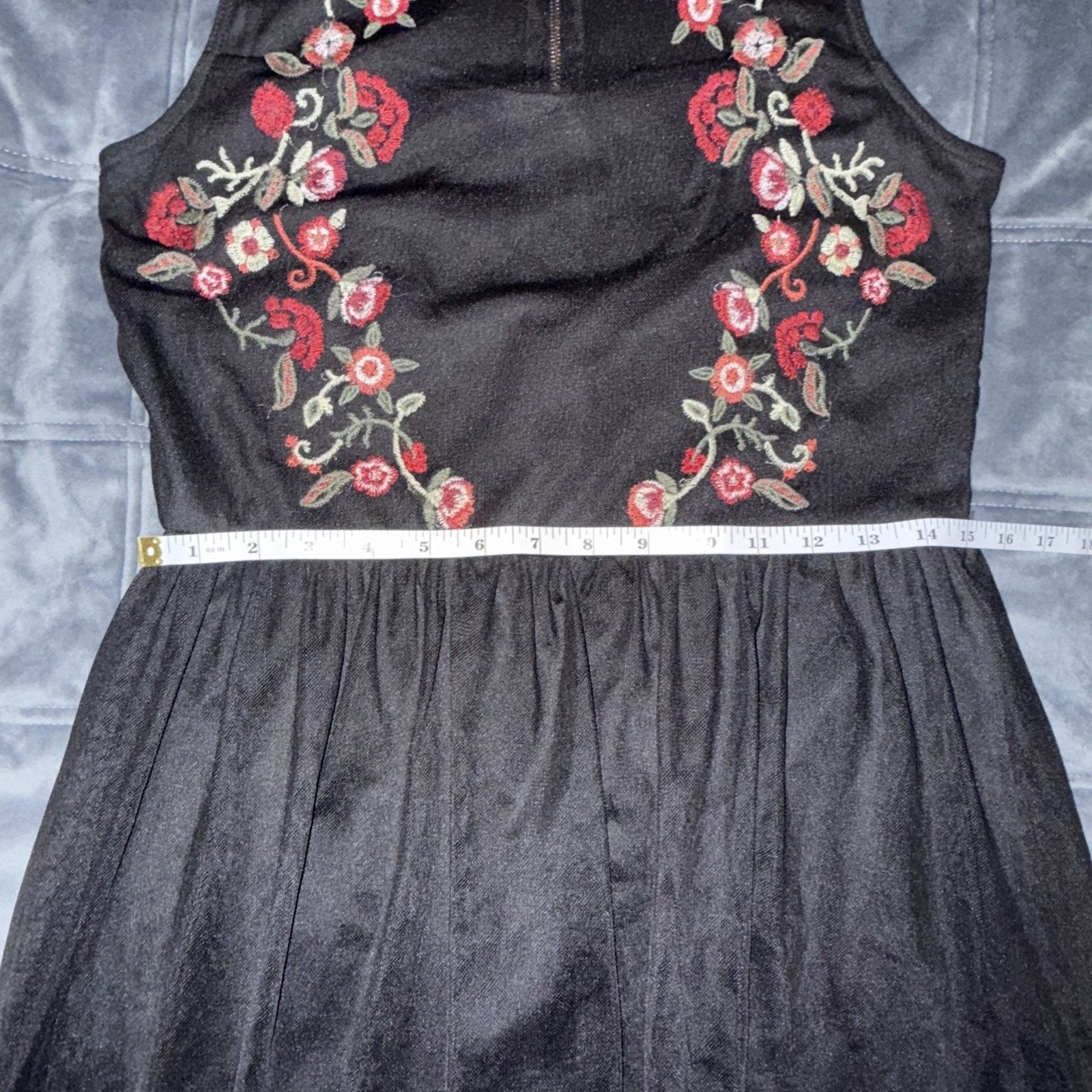 Other Dress Black Mesh Floral Embroidered Fairy Goth Sz L Size L / US 10 / IT 46 - 7 Thumbnail