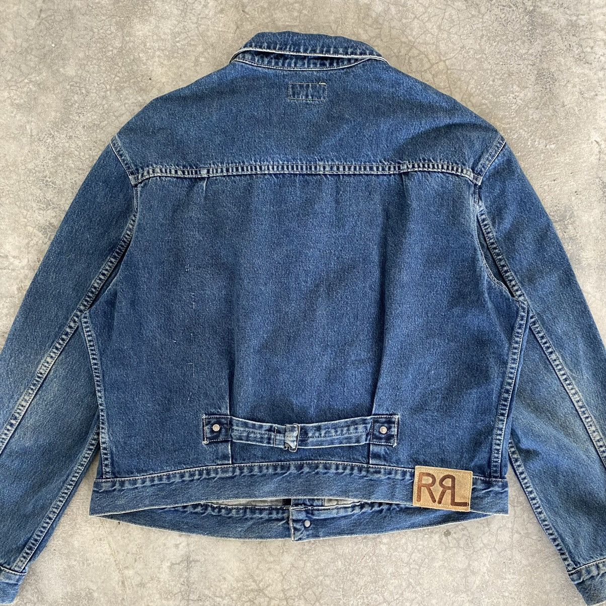 RRL Ralph Lauren VTG 90’s RRL Ralph Lauren Buckle Back Pleated Denim Jacket Size US XL / EU 56 / 4 - 12 Thumbnail