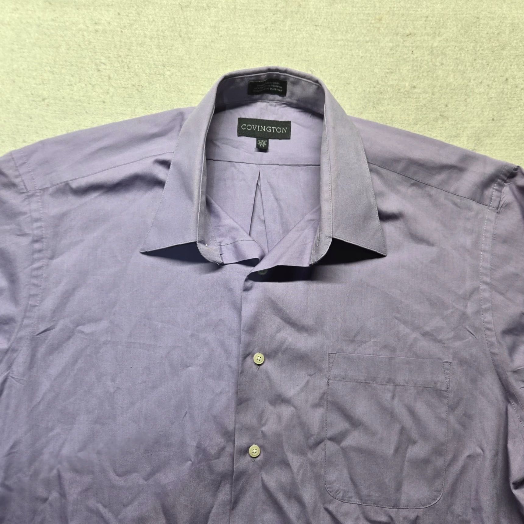 Vintage Covington Shirt Dress Purple Long Sleeve Button Up Adult Men's L 16 16.5 Cotton Polyester Solid Collared Unique Covington Mens Shirt Size 42R - 2 Thumbnail